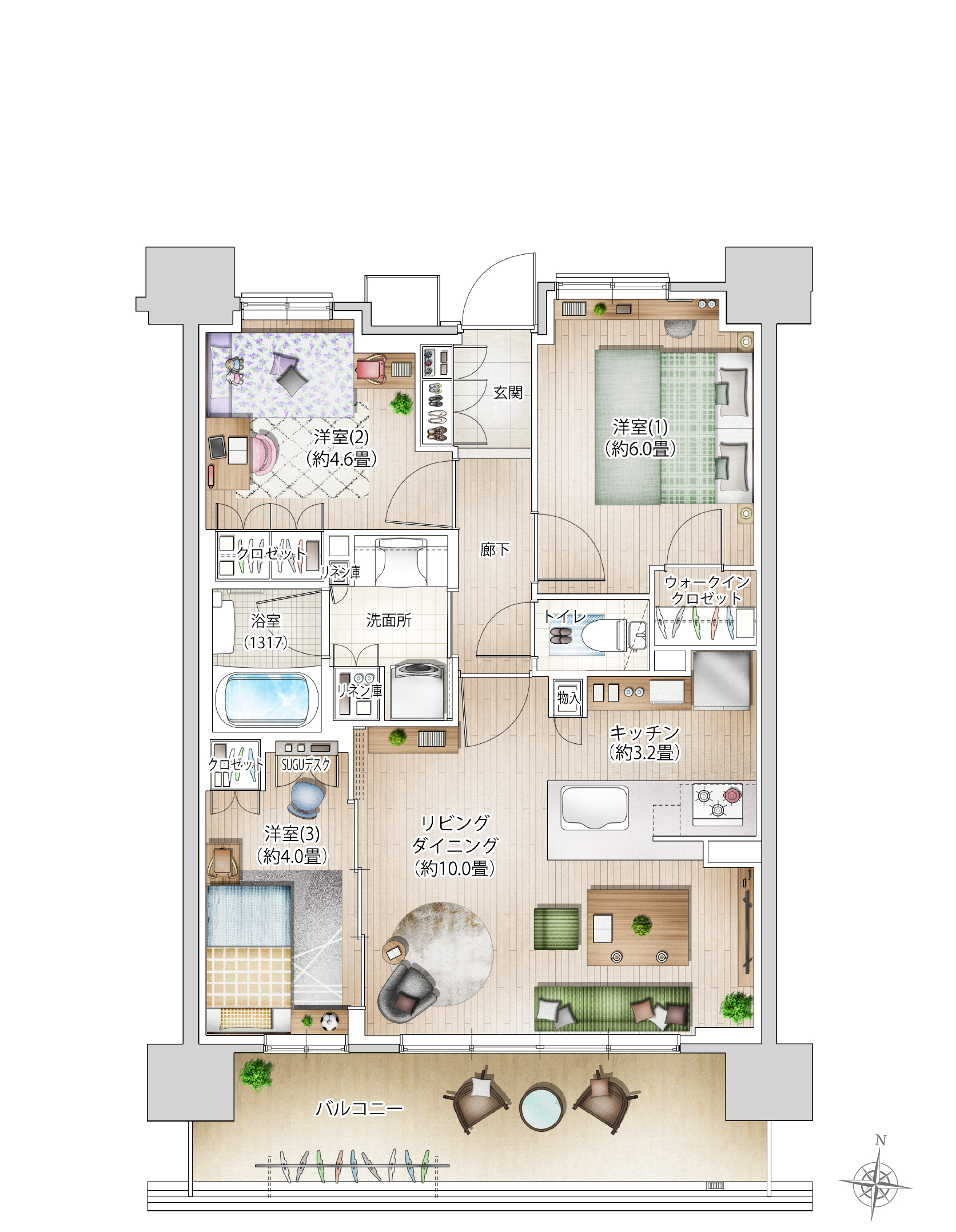 E1type家具レイアウト図