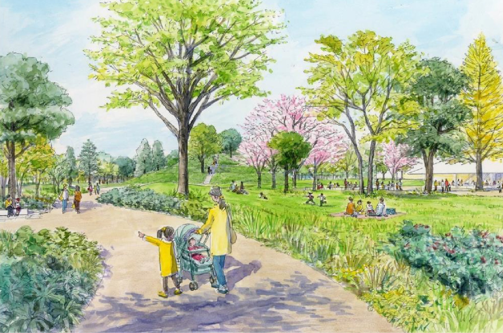 草地の広場から古墳方向へのイメージ（提供：世田谷区ホームページ）