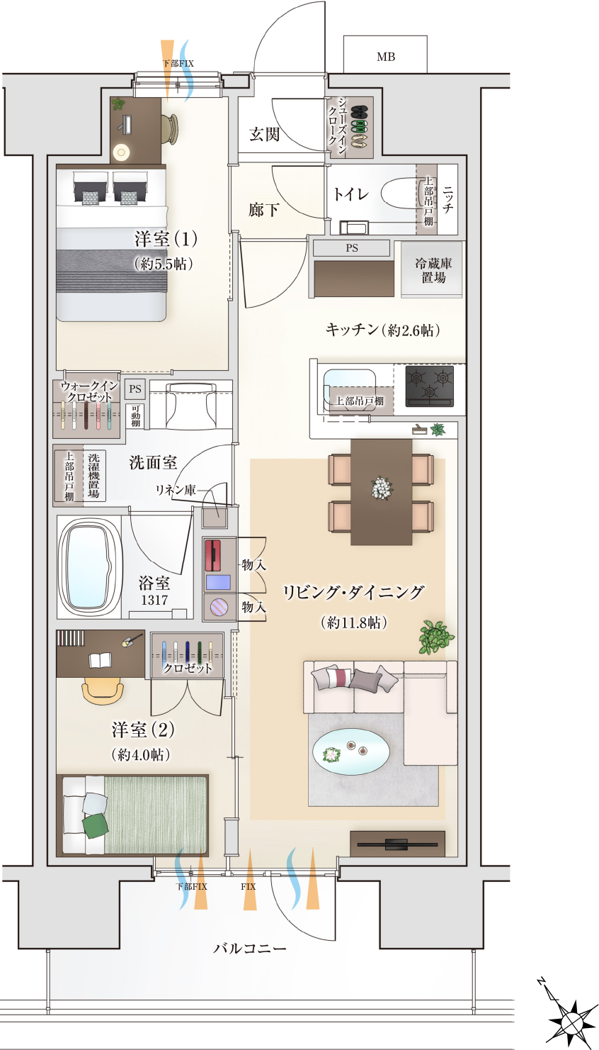 Dtype 家具レイアウト図